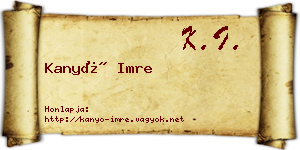 Kanyó Imre névjegykártya