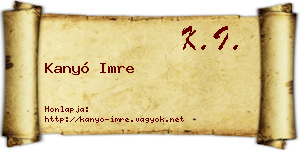 Kanyó Imre névjegykártya